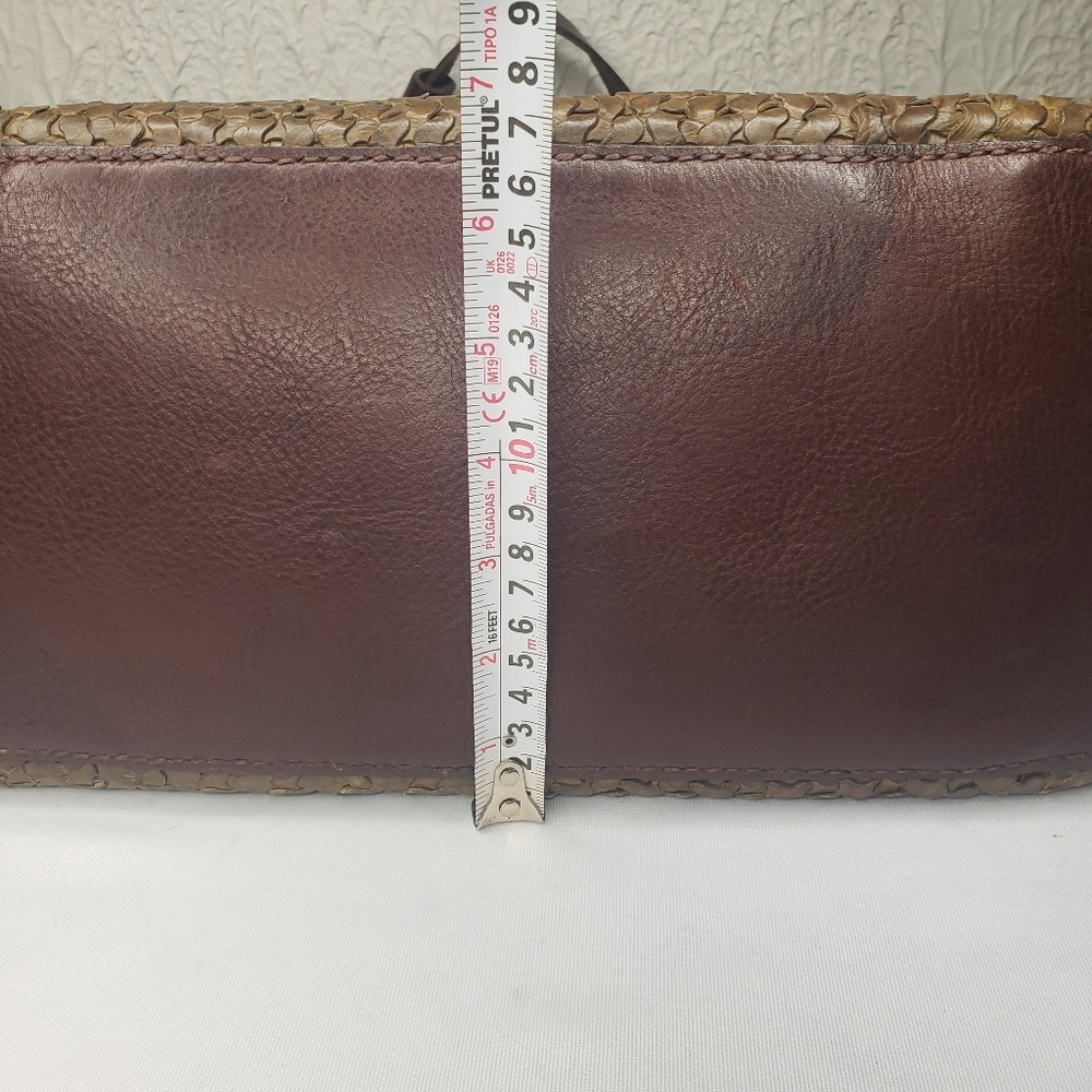 Henry Beguelin Woven Brown Leather Shoulder Bag Made in Italy - Picture 10 of 16